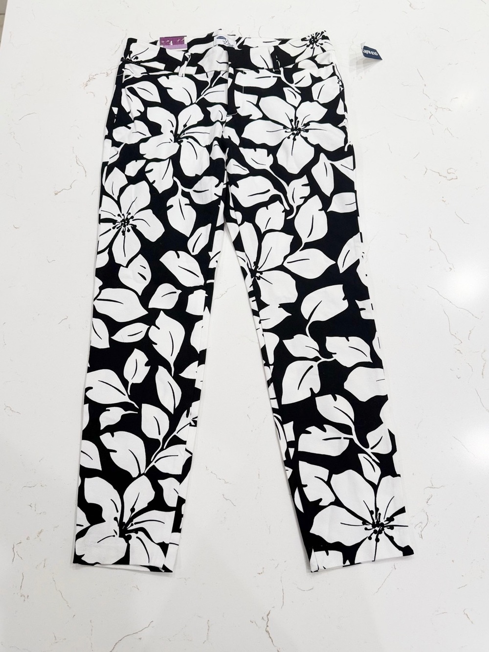 Deadstock 2014 Old Navy The Diva Black Hibiscus Skinny Ankle Pants Indie Sleaze